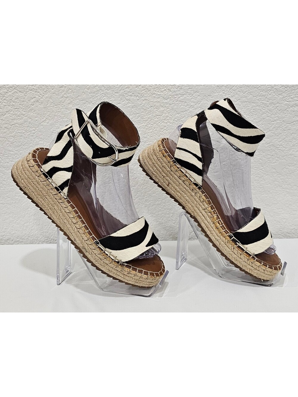 Franco Sarto Marona Zebra Haircalf Espadrille Platform Sandals Women’s 7M - Picture 8 of 14